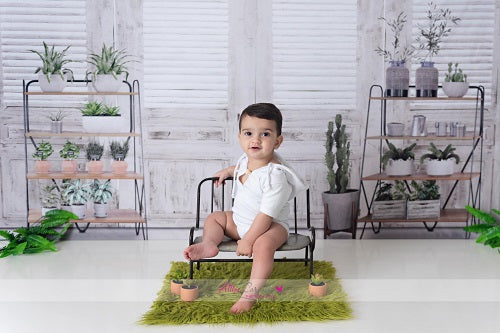 Kate Frühling Tür Fenster grün Fotografie Hintergrund - Kate Backdrop.de