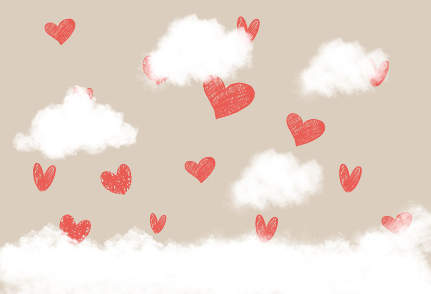 Kate Rote Liebe Valentinstag Wolken Paare hintergrund für Fotografie - Kate Backdrop.de