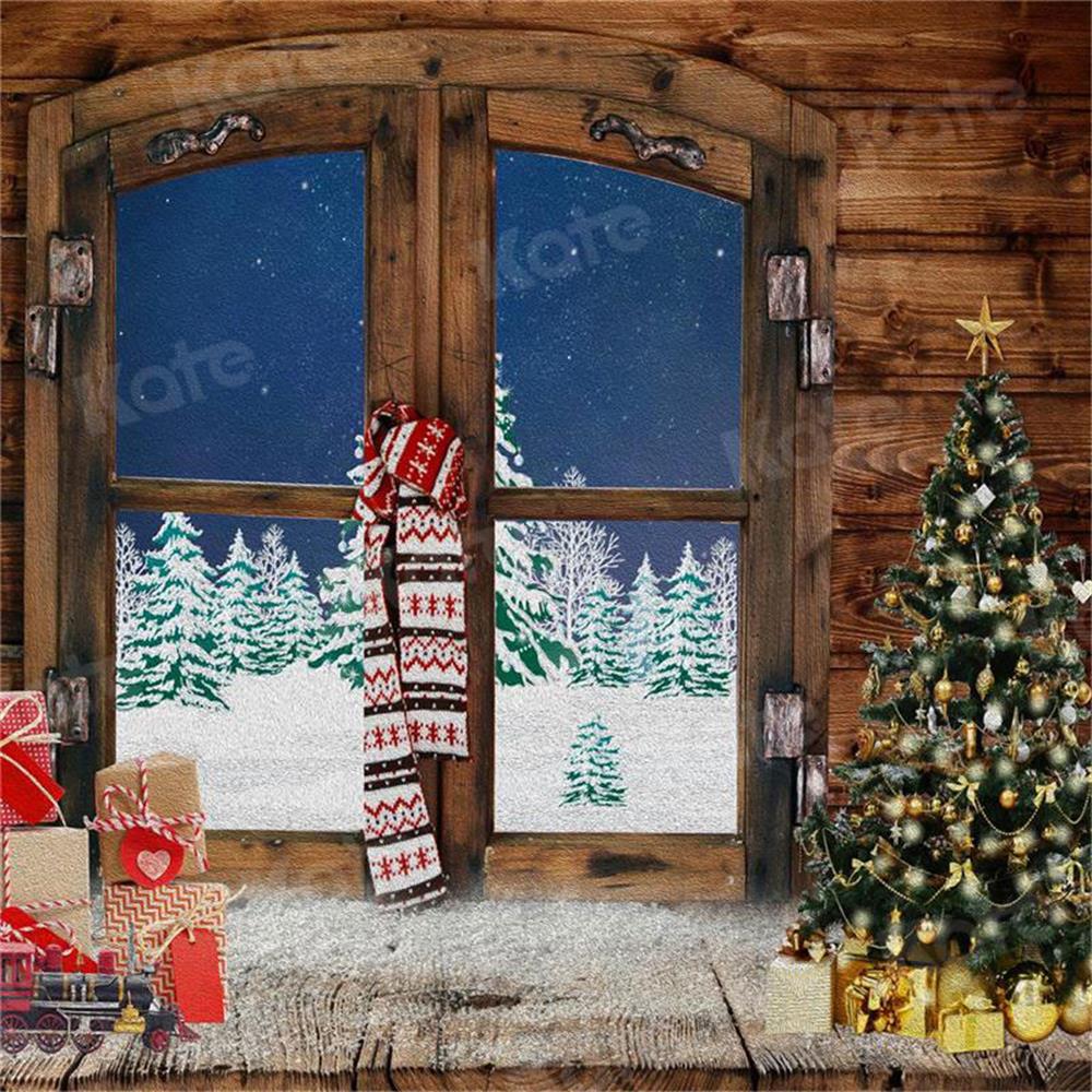 Kate Weihnachten Hintergrund Fenster Weihnachtsbaum Geschenke von JFCC - Kate Backdrop.de