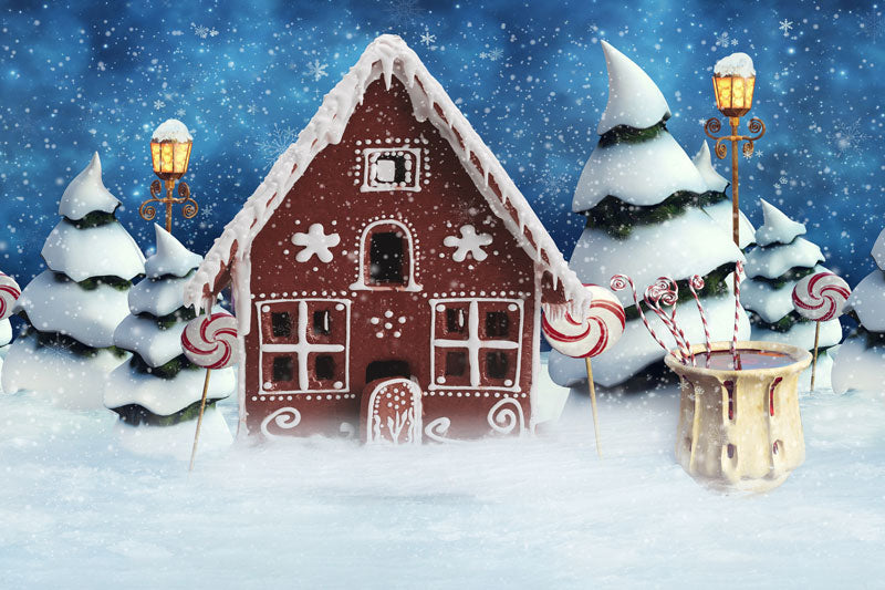 Kate Weihnachts-Lebkuchenhaus-Schneehintergrund Weihnachten für Fotografie - Kate Backdrop.de