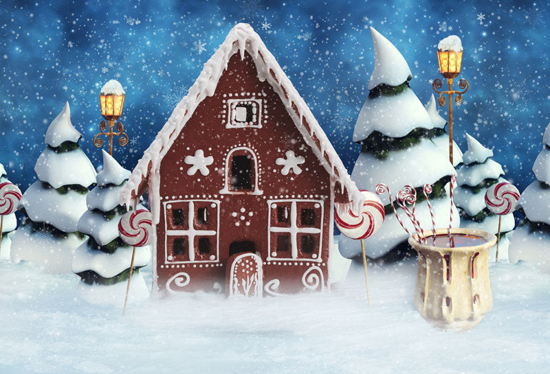 Kate Weihnachts-Lebkuchenhaus-Schneehintergrund Weihnachten für Fotografie - Kate Backdrop.de