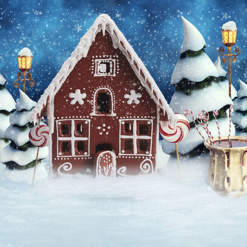 Kate Weihnachts-Lebkuchenhaus-Schneehintergrund Weihnachten für Fotografie - Kate Backdrop.de