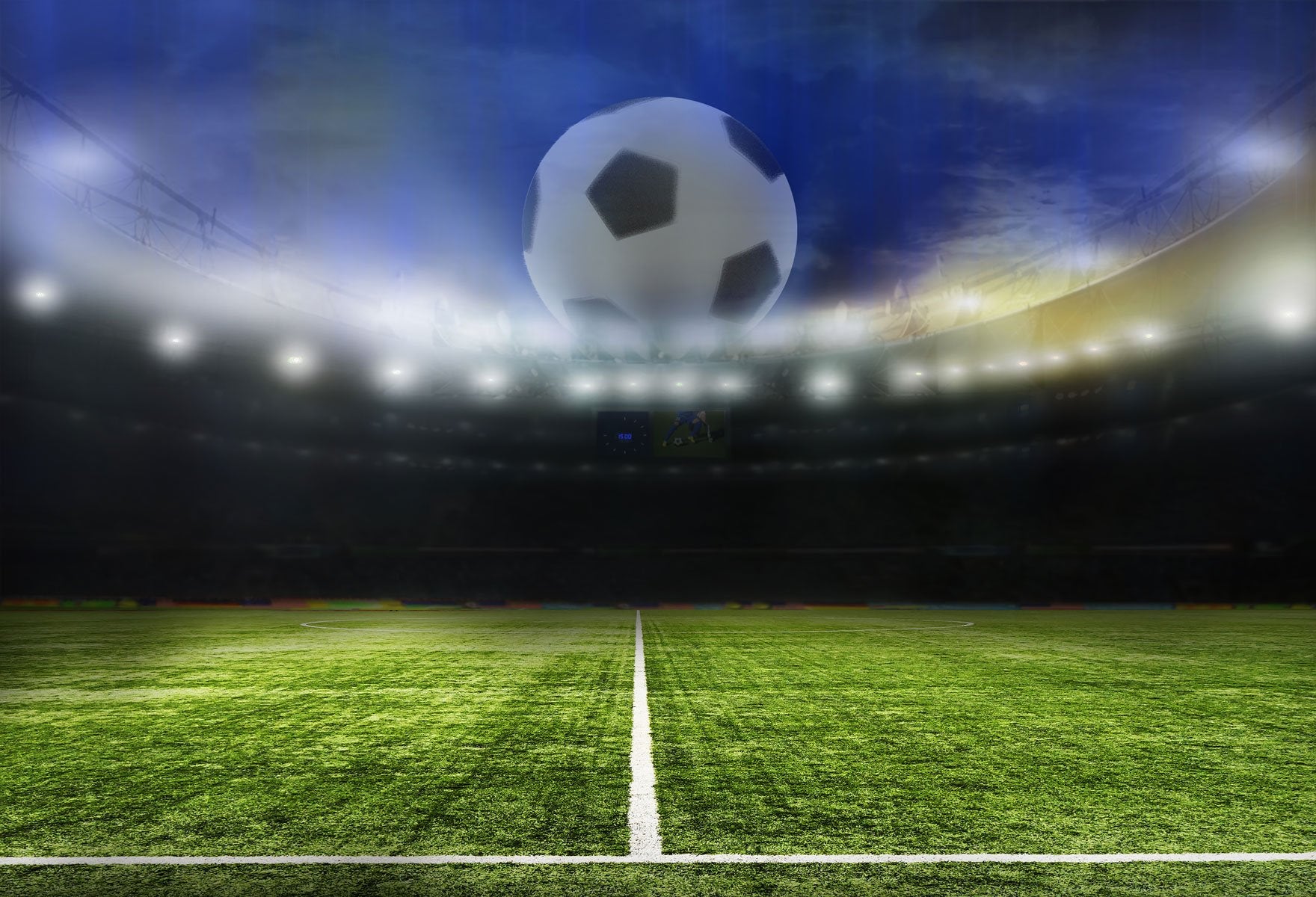 Kate Fußballplatz mit Fußball und Lichtern Kulisse für Fotografie von Jerry_Sina - Kate Backdrop.de