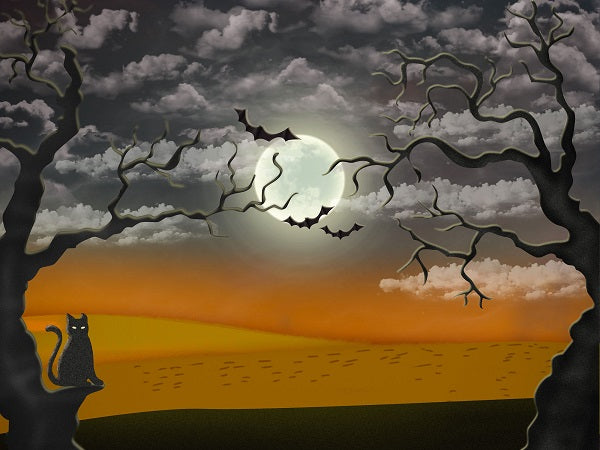 Halloween mit Fledermaus-Nachthintergrund