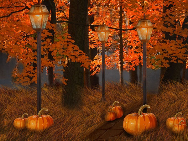 Fall-Ahorn verlässt Erntedank-Kürbis-Hintergrund