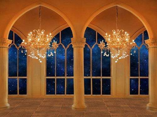 Katebackdrop鎷㈡綖Kate Beauty and the Beast Window Chandelier Backdrop Designed By Jerry_Sina