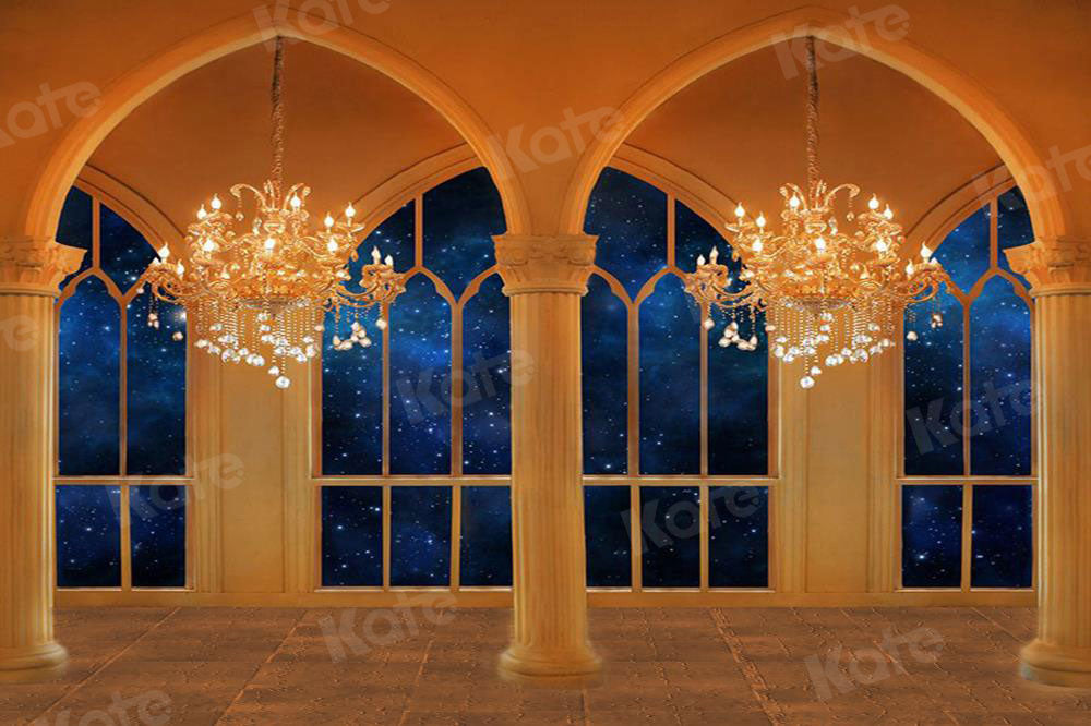 Kate Fenster Wand Kronleuchter Schloss Hintergrund von Jerry_Sina - Kate Backdrop.de