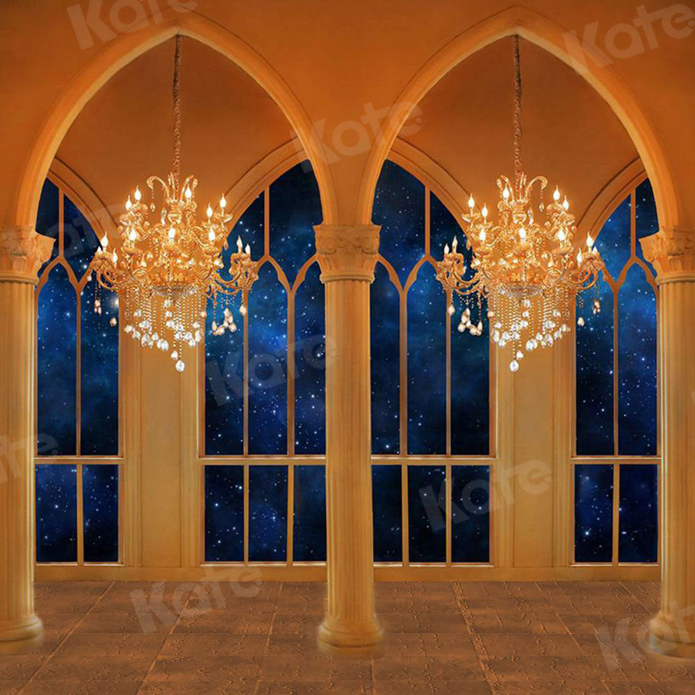 Kate Fenster Wand Kronleuchter Schloss Hintergrund von Jerry_Sina - Kate Backdrop.de