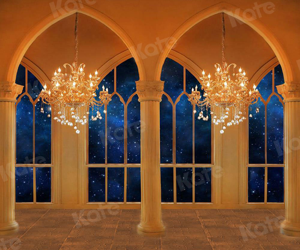 Kate Fenster Wand Kronleuchter Schloss Hintergrund von Jerry_Sina - Kate Backdrop.de