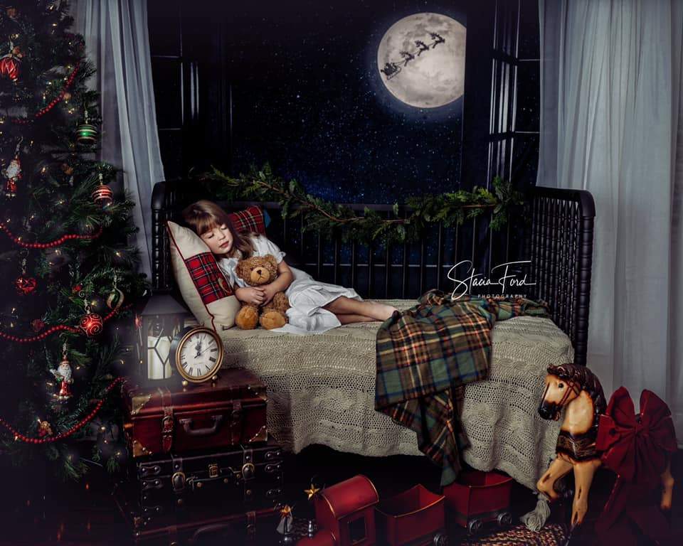 Kate Fenster Nacht mit Mond und Star Aussicht Hintergrund Entworfen von Jerry_Sina - Kate Backdrop.de