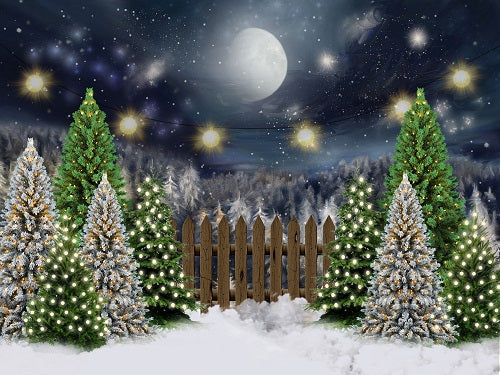Kate Weihnachten Nacht Baum Bauernhof Hintergrund von Jerry_Sina - Kate Backdrop.de