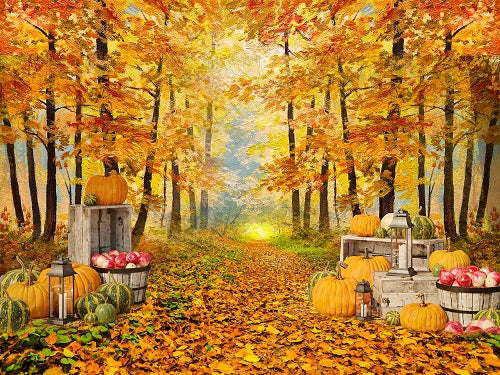 Kate-Herbst-Blatt-Erntedank mit dem Kürbis-Hintergrund entworfen von Jerry_Sina - Kate Backdrop.de