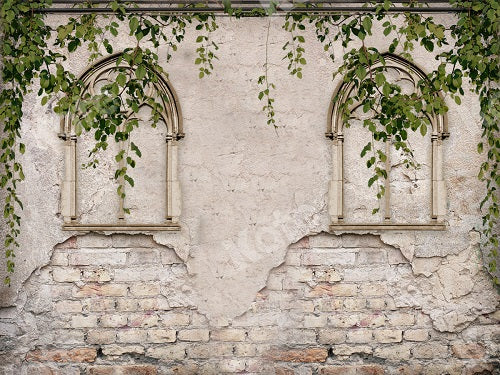 Kate Sommer alte Backsteinmauer mit grünem Hintergrund für Fotografie - Kate Backdrop.de
