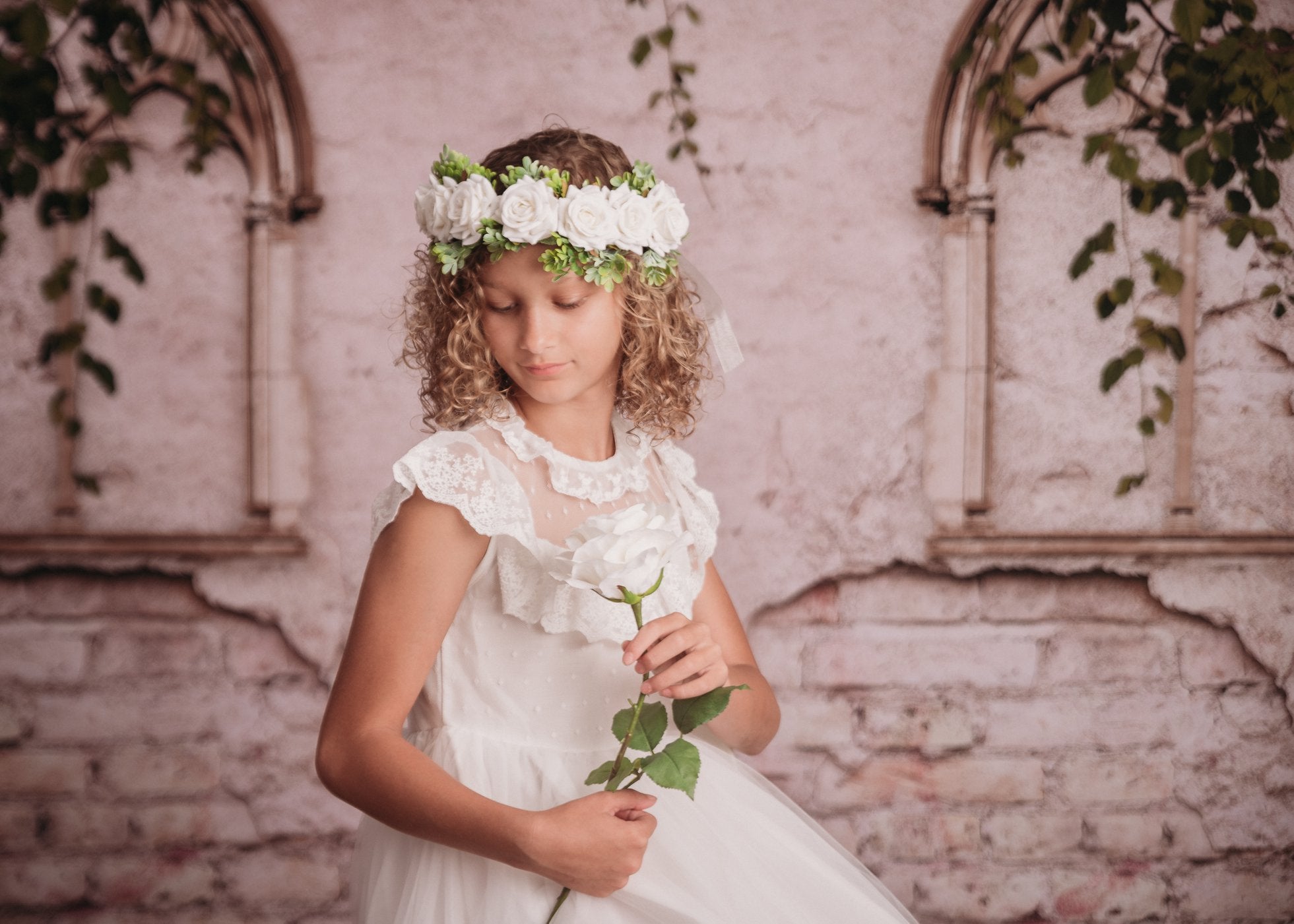 Kate Sommer alte Backsteinmauer mit grünem Hintergrund für Fotografie - Kate Backdrop.de