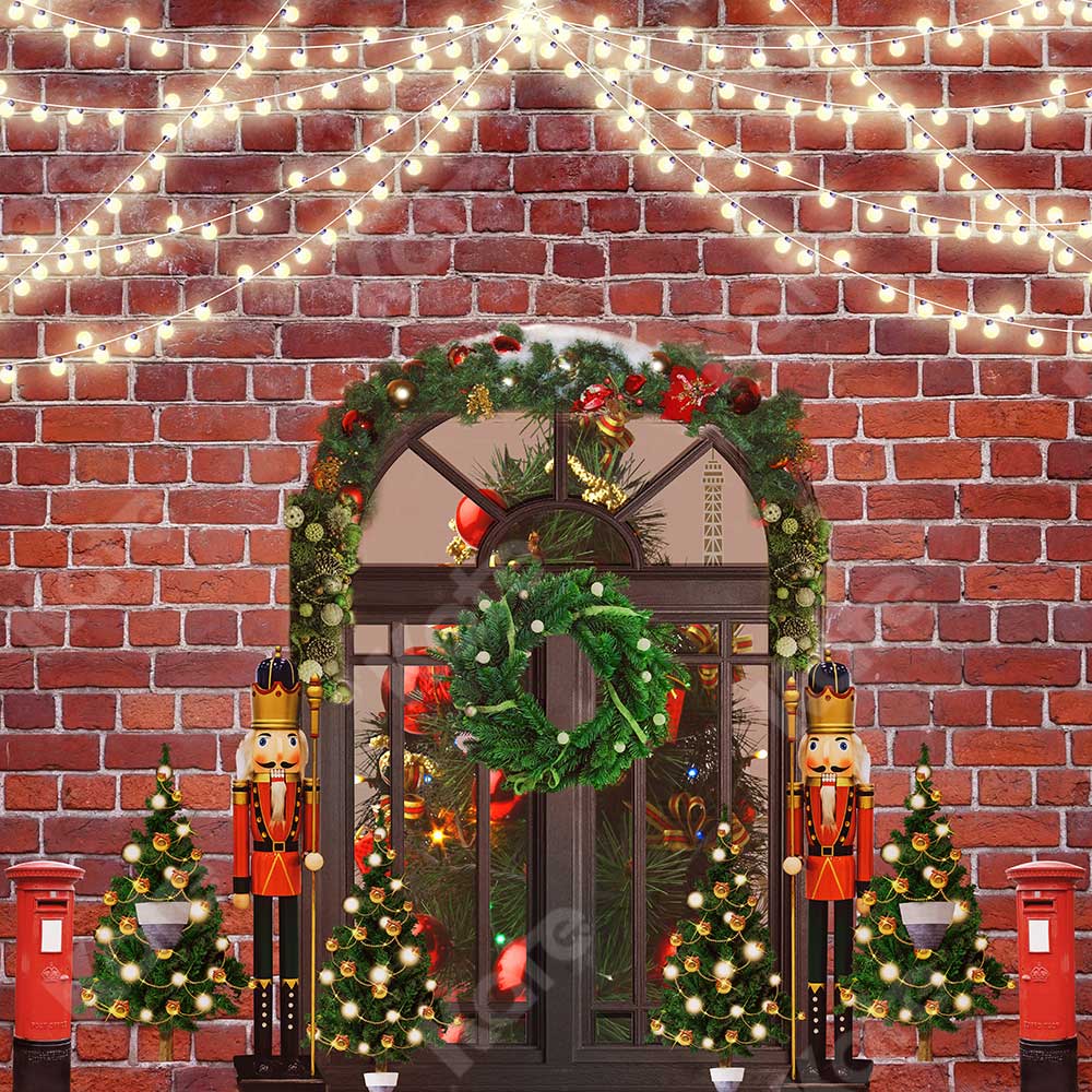 Kate Weihnachtsbäume Santa Workshop Red Wand Hintergrund für Fotografie Entworfen von JFCC - Kate Backdrop.de
