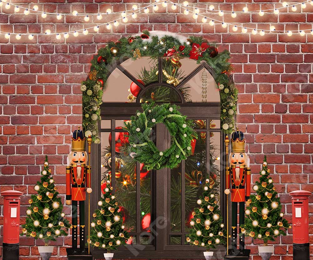 Kate Weihnachtsbäume Santa Workshop Red Wand Hintergrund für Fotografie Entworfen von JFCC - Kate Backdrop.de