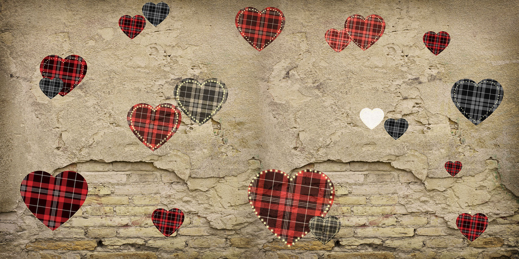 Kate Der Valentinstag Liebe Herz Beschädigt Wand Hintergrund für Fotografie Konzipiert von JFCC - Kate Backdrop.de