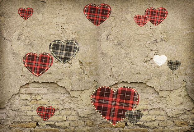 Kate Der Valentinstag Liebe Herz Beschädigt Wand Hintergrund für Fotografie Konzipiert von JFCC - Kate Backdrop.de