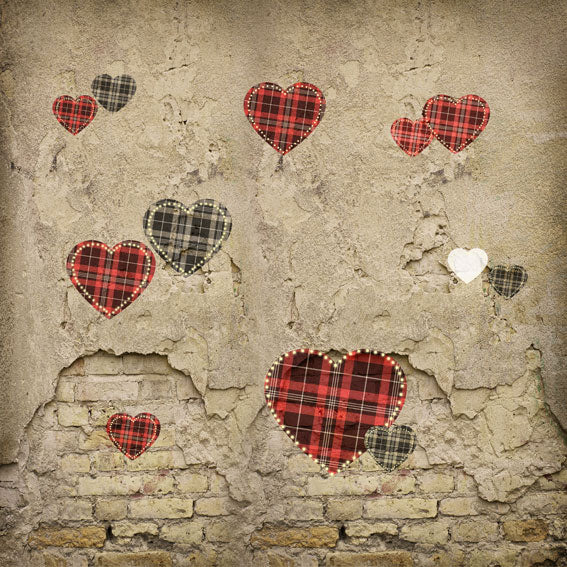Kate Der Valentinstag Liebe Herz Beschädigt Wand Hintergrund für Fotografie Konzipiert von JFCC - Kate Backdrop.de