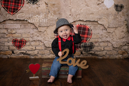 Kate Der Valentinstag Liebe Herz Beschädigt Wand Hintergrund für Fotografie Konzipiert von JFCC - Kate Backdrop.de