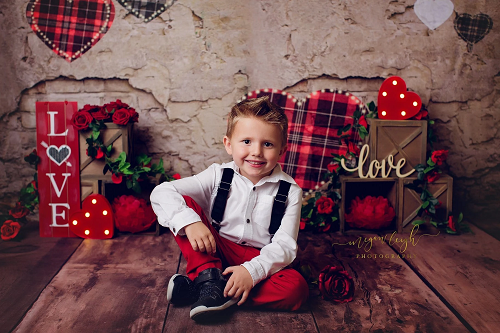Kate Der Valentinstag Liebe Herz Beschädigt Wand Hintergrund für Fotografie Konzipiert von JFCC - Kate Backdrop.de