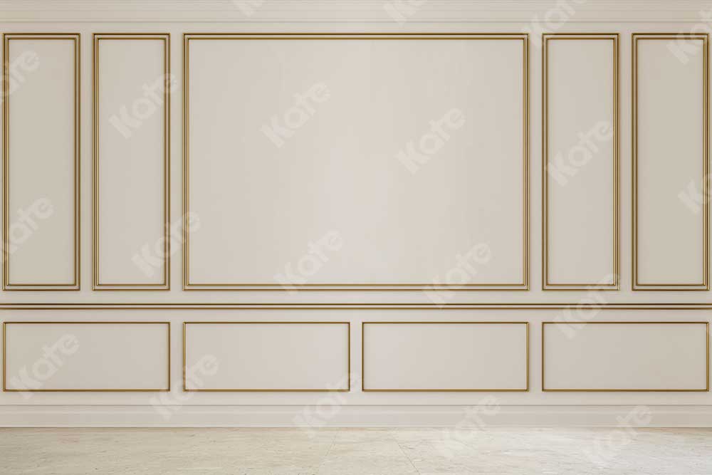 Kate Retro Wand Gold Rand Hintergrund für die Fotografie - Kate Backdrop.de