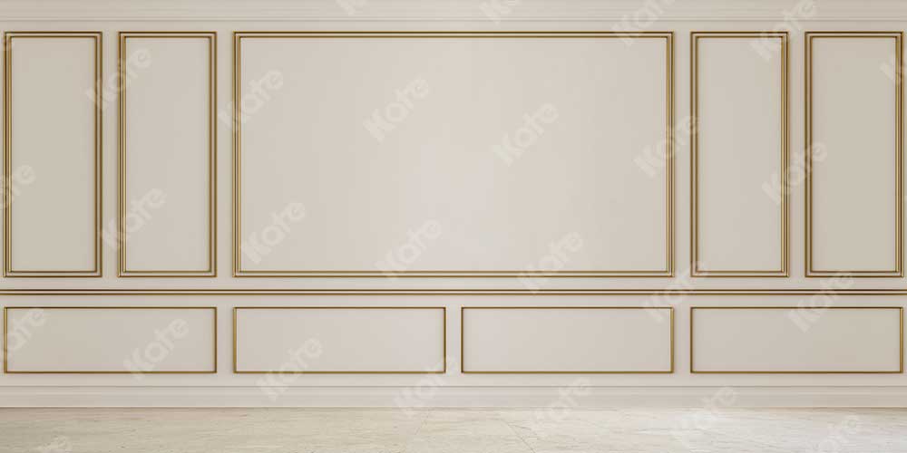 Kate Retro Wand Gold Rand Hintergrund für die Fotografie - Kate Backdrop.de