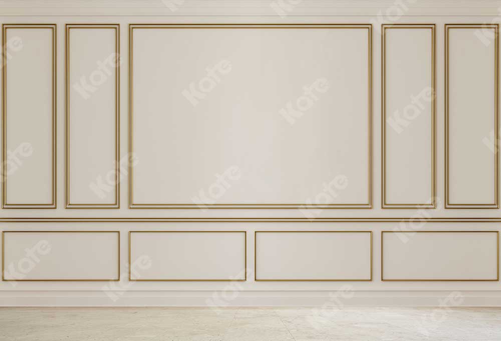 Kate Retro Wand Gold Rand Hintergrund für die Fotografie - Kate Backdrop.de