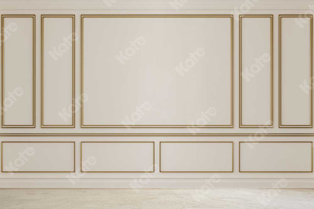 Kate Retro Wand Gold Rand Hintergrund für die Fotografie - Kate Backdrop.de