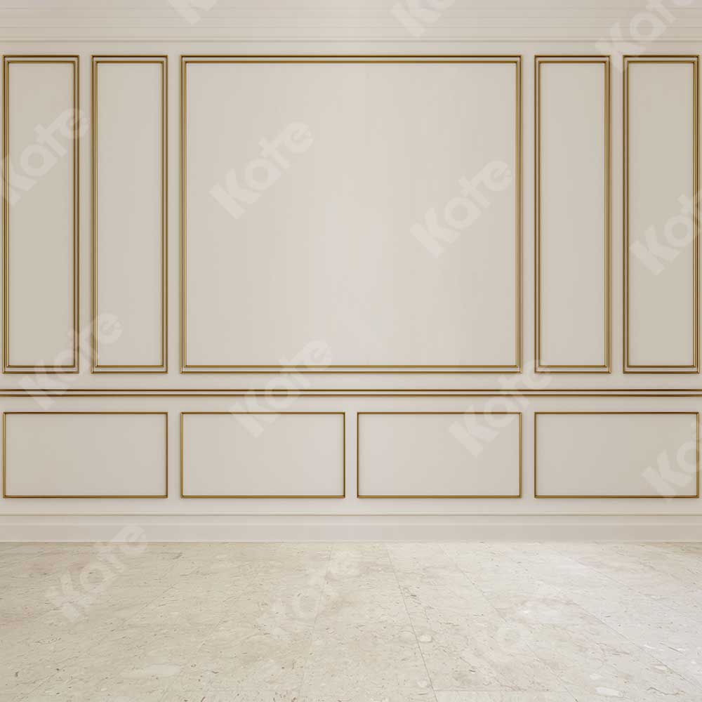 Kate Retro Wand Gold Rand Hintergrund für die Fotografie - Kate Backdrop.de
