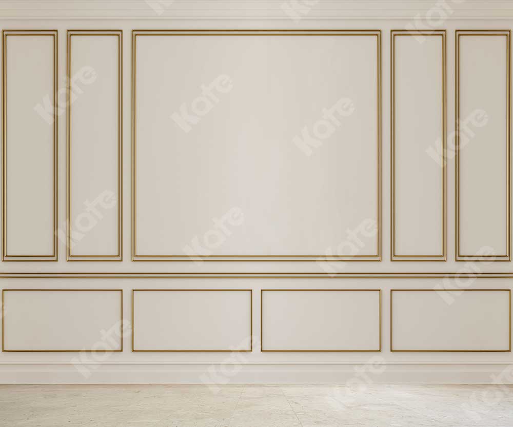 Kate Retro Wand Gold Rand Hintergrund für die Fotografie - Kate Backdrop.de