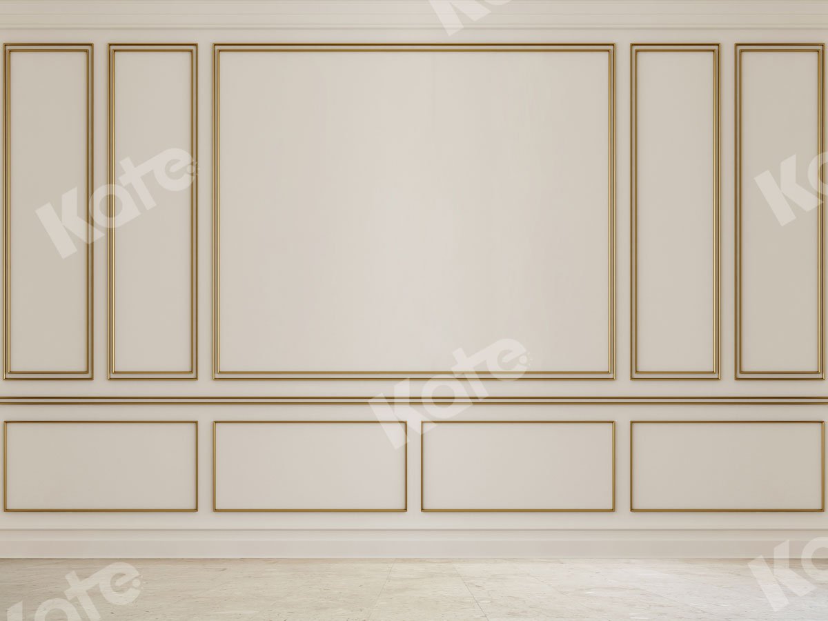 Kate Retro Wand Gold Rand Hintergrund für die Fotografie - Kate Backdrop.de