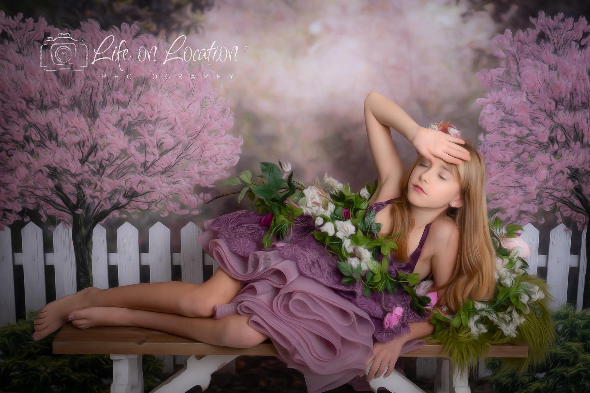 Kate Frühling Garten Kirschblüten Hintergrund für Fotografie - Kate Backdrop.de