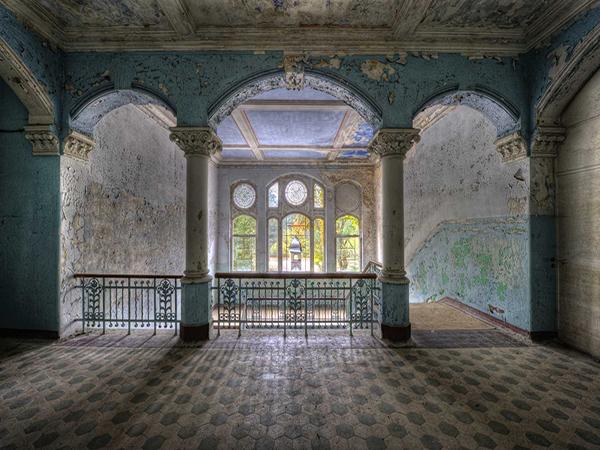 Katebackdrop:Kate Retro Building Indoor Photography Background Blue Backdrop