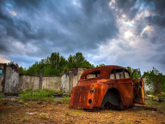 Katebackdrop£ºKate Cloudy Day Shabby Car Backdrop Cenery for Photos Studio