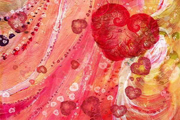 Kate-bunter Hintergrund mit roten Herzen Valentinstag-Hintergrund für Fotografie - Kate Backdrop.de