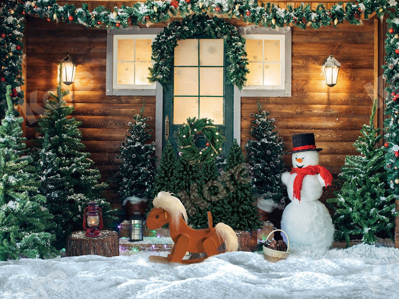 Kate Weihnachten Schneehof Hintergrund für Fotografie - Kate Backdrop.de