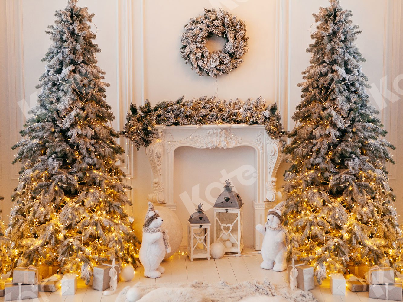 Kate Weihnachten weißer Kaminhintergrund für Fotografie