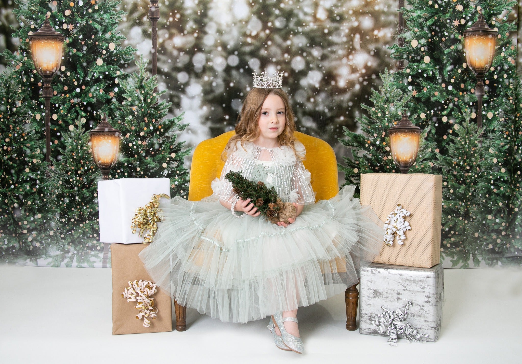 Kate Weihnachten Schneewald Lichter Hintergrund für Fotografie - Kate Backdrop.de