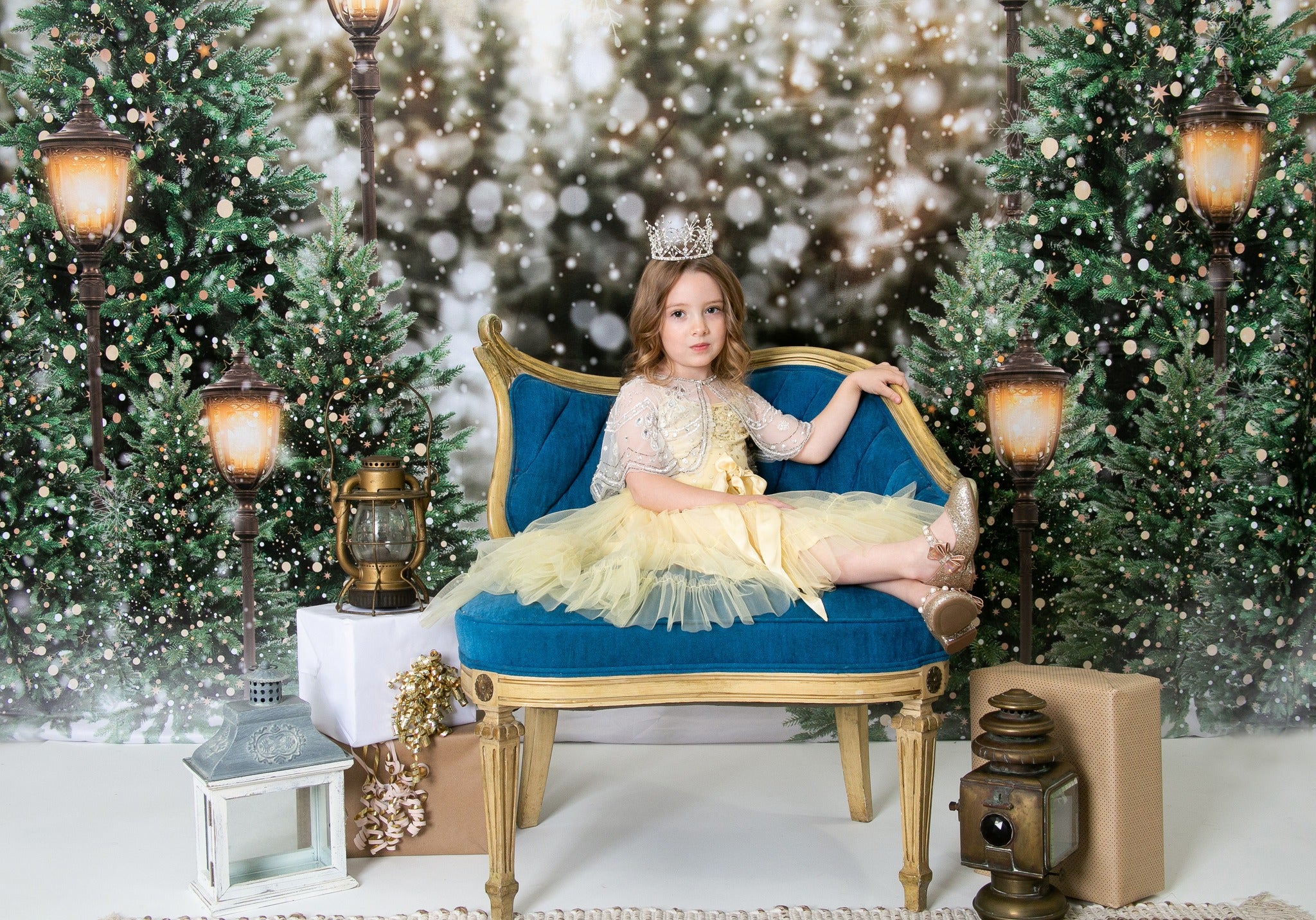 Kate Weihnachten Schneewald Lichter Hintergrund für Fotografie - Kate Backdrop.de