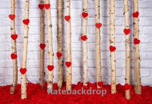 Katebackdrop:Kate Valentine's Day Roses Wooden Stick Backdrop Designed by Jia Chan Photography