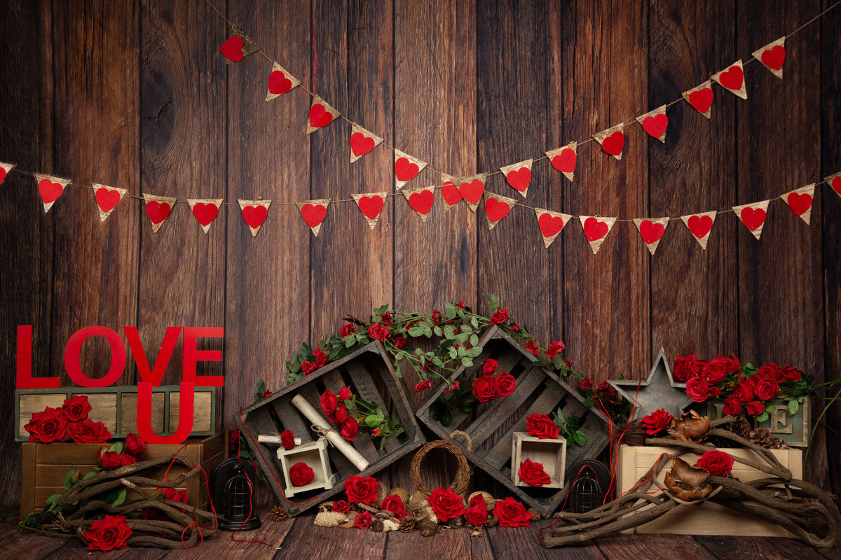 Kate Valentinstag Rosen hölzerner Hintergrund entworfen von Jia Chan Photography - Kate Backdrop.de