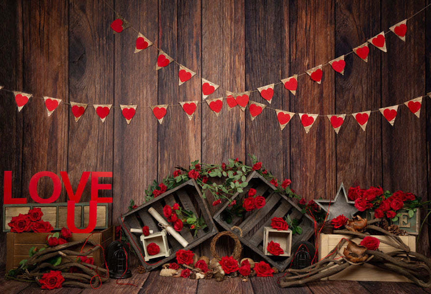 Kate Valentinstag Rosen hölzerner Hintergrund entworfen von Jia Chan Photography - Kate Backdrop.de
