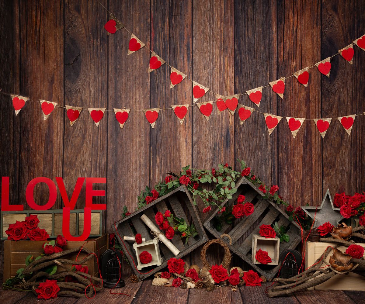 Kate Valentinstag Rosen hölzerner Hintergrund entworfen von Jia Chan Photography - Kate Backdrop.de