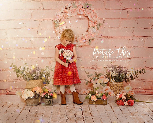 Kate Rosa Backsteinmauer Frühling Blumen Kinder Hintergrund entworfen von Jia Chan Photography - Kate Backdrop.de