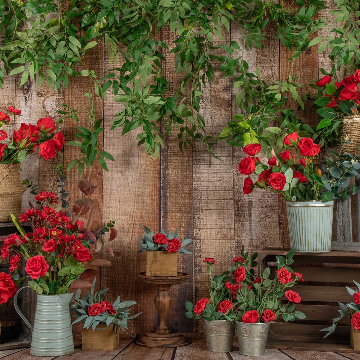 Kate Frühling Roter Blumen Holzhintergrund Entworfen von Jia Chan Photography - Kate Backdrop.de