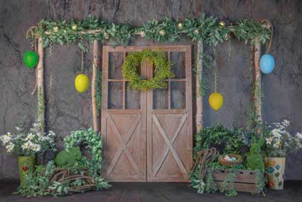 Kate Frühling Ostern Tür Blätter Hintergrund entworfen von Jia Chan Photography - Kate Backdrop.de