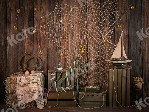 Kate braunes Holz Segelboot Anker Sommer Hintergrund Entworfen von Jia Chan Photography - Kate Backdrop.de