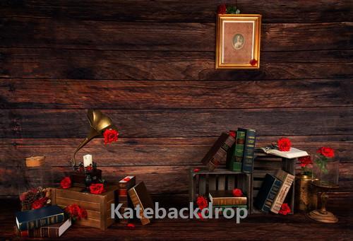 Katebackdrop:Kate Valentine's Day Flower Wooden Backdrop Designed by Jia Chan Photography