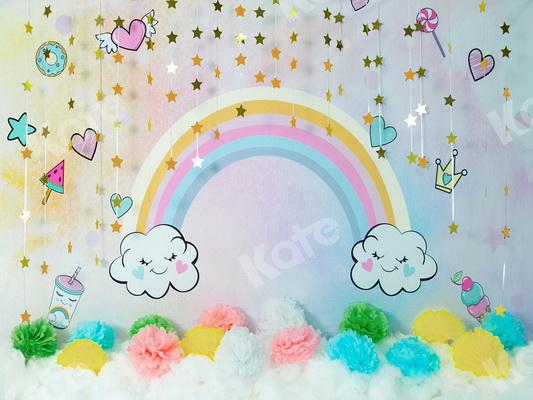 Kate Regenbogen Wolke und Sterne Baby Hintergrund Entworfen von Jia Chan Fotografie - Kate Backdrop.de